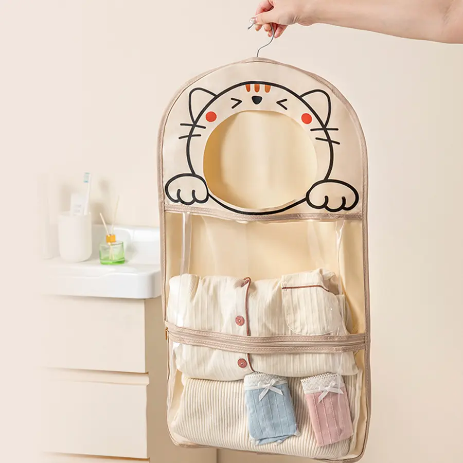 Wall Mounted Dirty Clothes Storage Bag Waterproof Foldable Laundry Bag Large Capacity with Hook Clothes Hanging Basket Bathroom