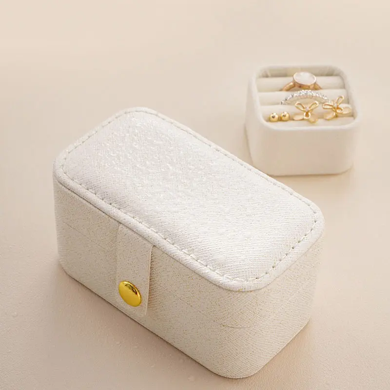 Exquisite Pu Leather Jewelry Box Simple Ring Necklace Earrings Storage Minimalist Style Daily Travel Portable Storage Box