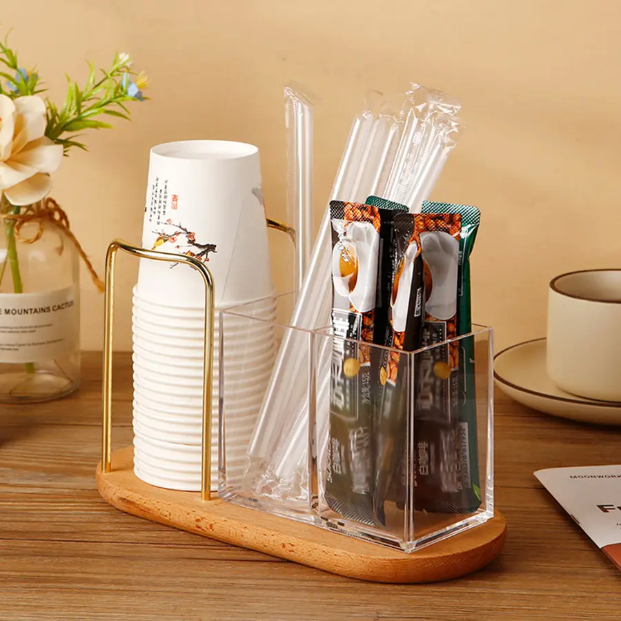 3 in 1 Disposable Cup Storage Holder Acrylic Tableware Organizer Water Cups Dispenser Dining Table Organizer for Restaurants Bar