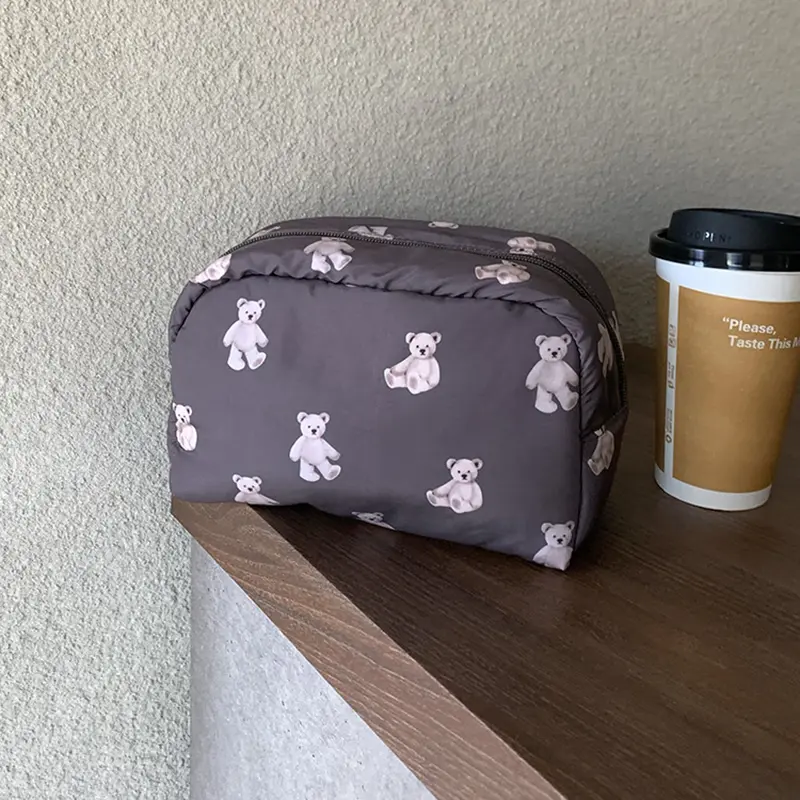 Cute Large-Capacity Storage Bag - Cartoon Makeup Organizer with Zipper, Portable Travel Pouch for Cosmetics & Miscellaneous
