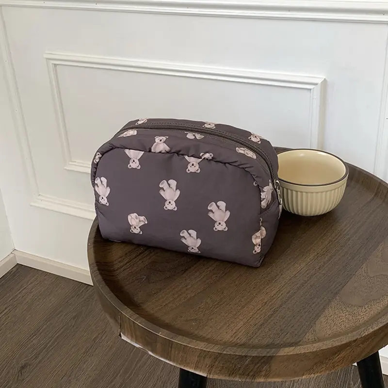 Cute Large-Capacity Storage Bag - Cartoon Makeup Organizer with Zipper, Portable Travel Pouch for Cosmetics & Miscellaneous