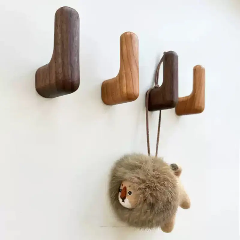Wooden Hook Key Decorative Holder Door Hanger Wall Coat Rack Multi-Purpose Kitchen Bathroom Accessories Storage Gadgets Organize