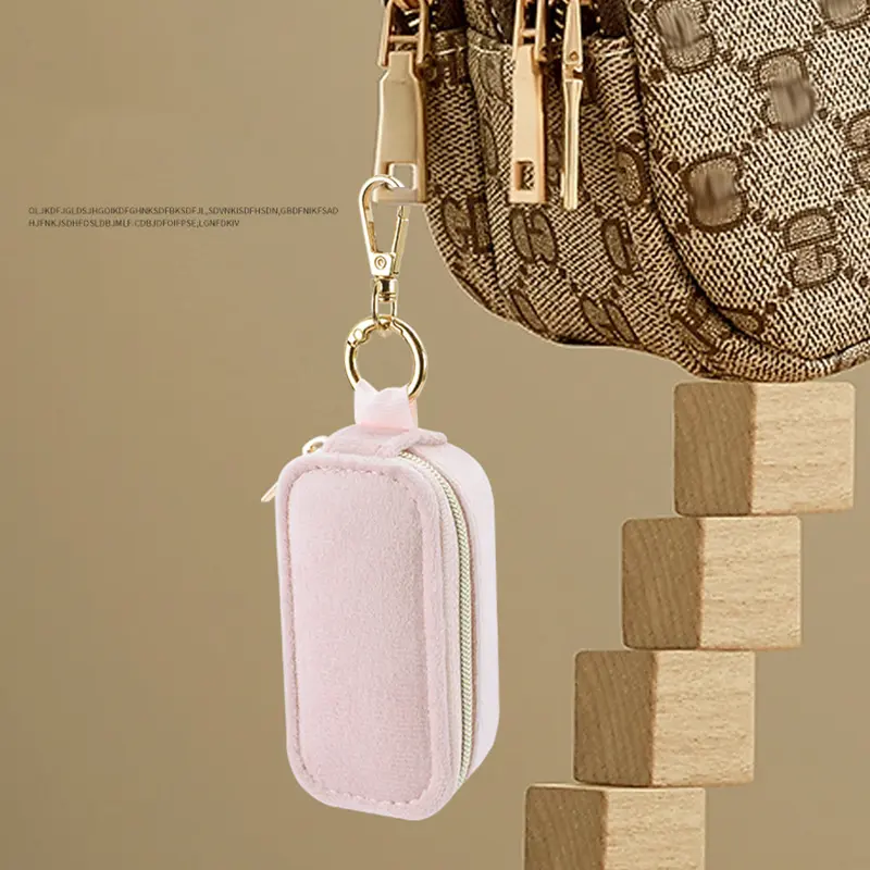 New Velvet Jewelry Storage Box Mini Travel Jewelry Case Keychain Storage Earrings Necklace Ring Jewelry Organizer Display