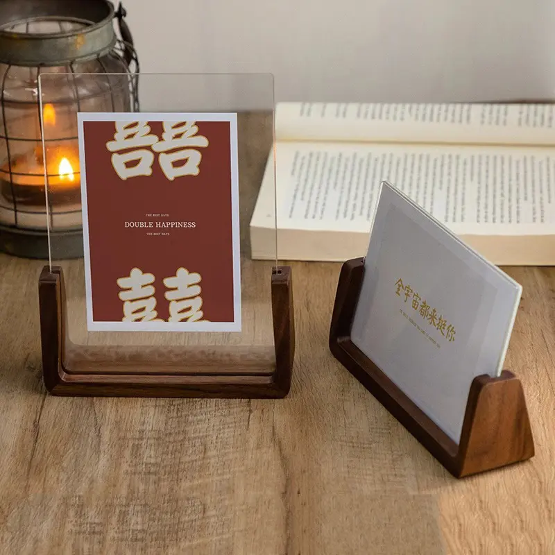 Nordic Acrylic Picture Frame Wooden Kpop Idol Photo Display Wedding Party Picture Holder Desktop Office Photo Decor