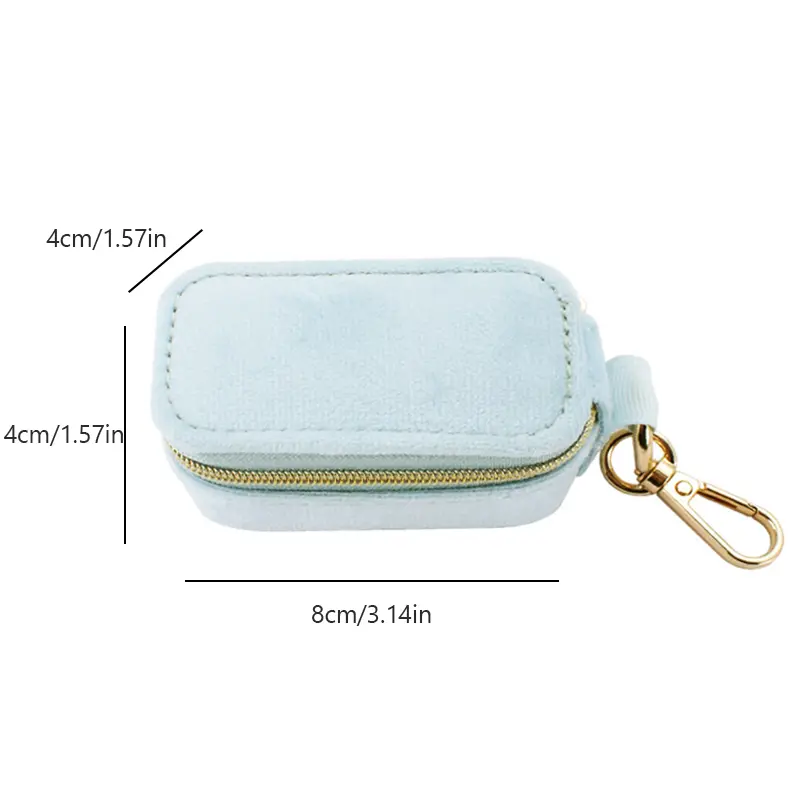 New Velvet Jewelry Storage Box Mini Travel Jewelry Case Keychain Storage Earrings Necklace Ring Jewelry Organizer Display