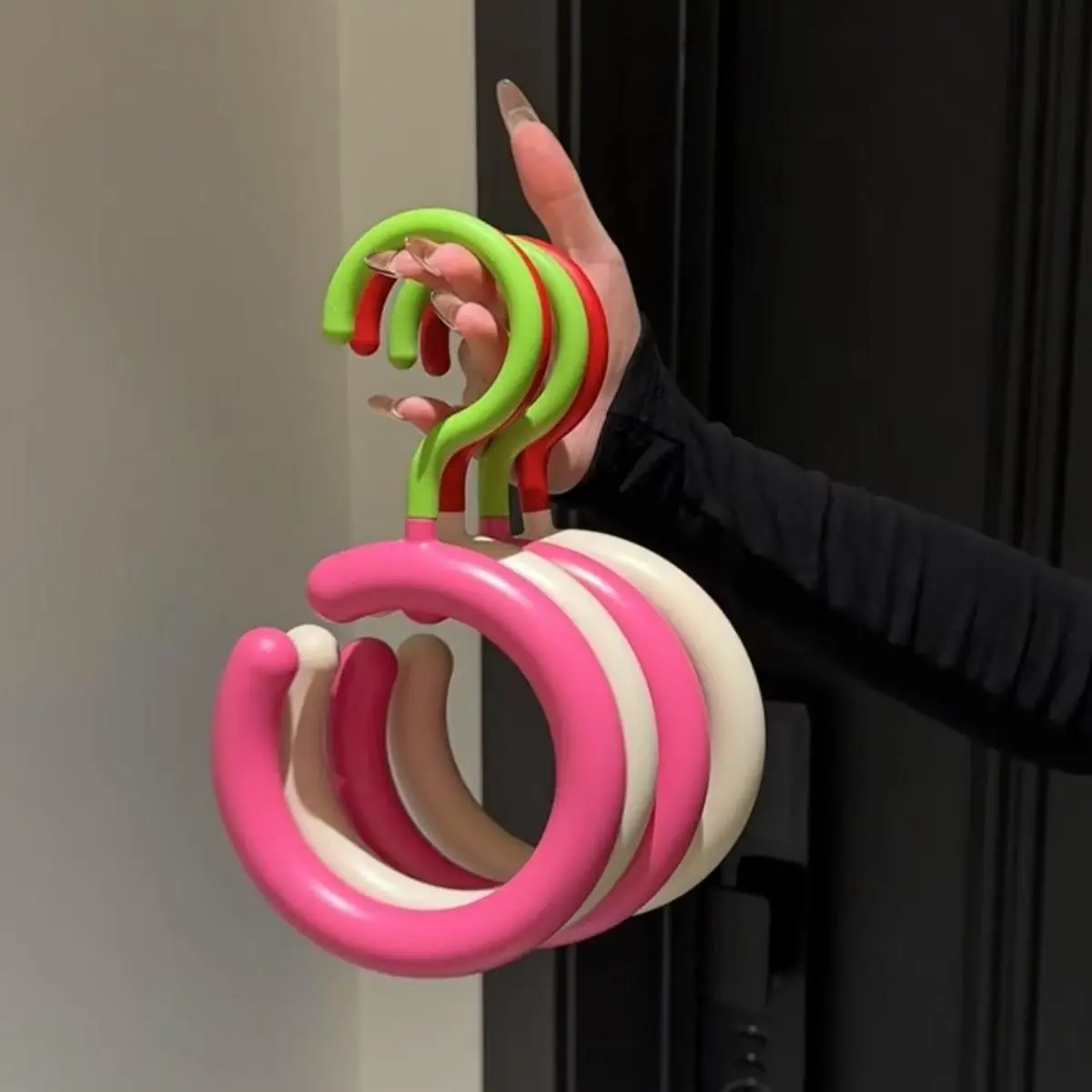 Dopamine Hook Clothes Hanger 2/5pcs - Rotating Scarf Hat Bag Organizer, Non Perforated Silk Display Stand