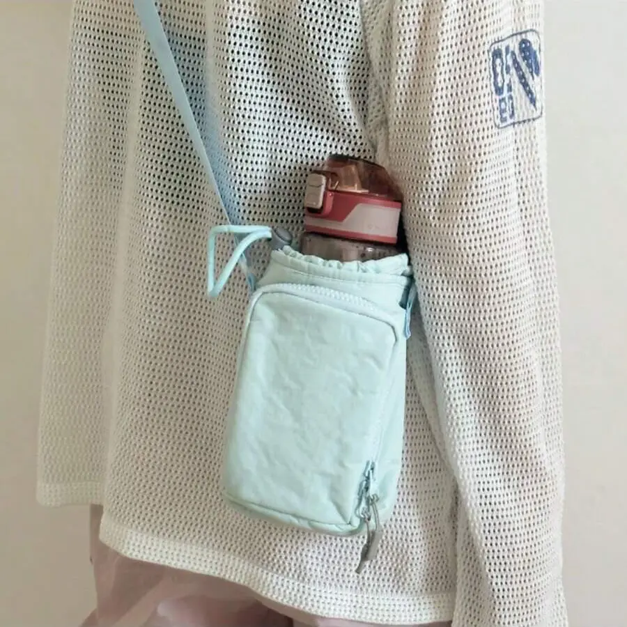 Fashion Cute Phone Bag Nylon Shoulder Bag Minimalist Crossbody Bags for Women Handbags Zipper Drawstring Handbag