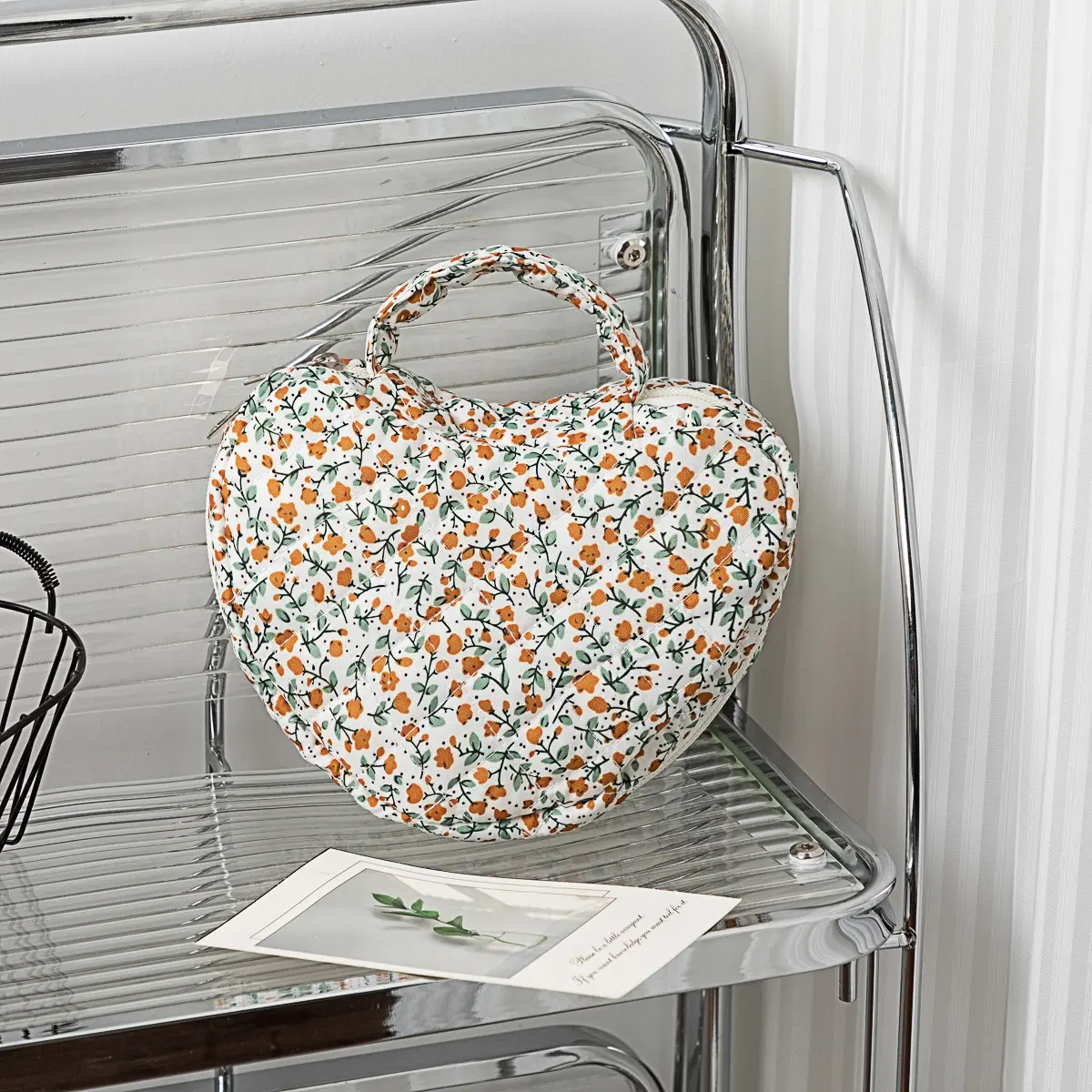 Floral Quilted Lipstick Storage Makeup Bag Women's Cosmetic Bag Travel Skincare Pouch Toiletry Organizer for Beauty Organizer