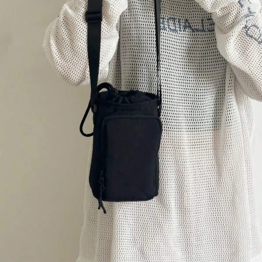Fashion Cute Phone Bag Nylon Shoulder Bag Minimalist Crossbody Bags for Women Handbags Zipper Drawstring Handbag