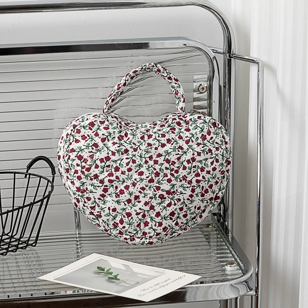 Floral Quilted Lipstick Storage Makeup Bag Women's Cosmetic Bag Travel Skincare Pouch Toiletry Organizer for Beauty Organizer