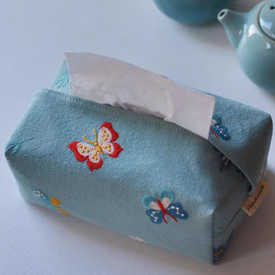 Tissue Paper Storage Box Retro Home Bedroom Multi-purpose Tassel Oriental Style Tissue Box for Living Room Car Bathroom