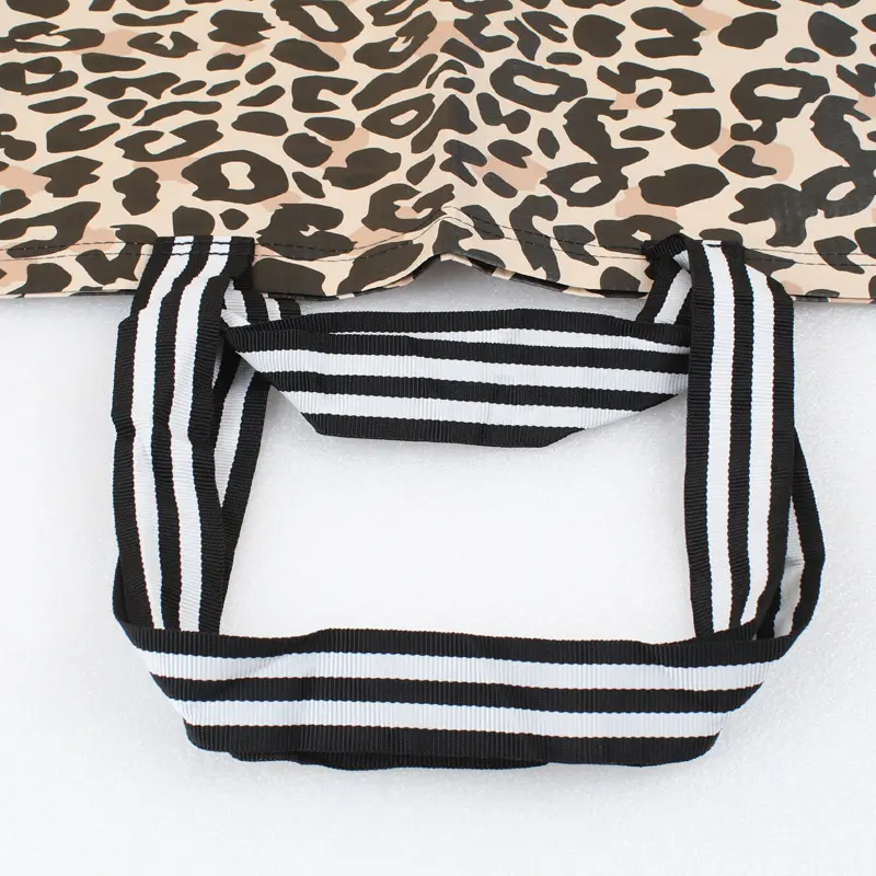 Large Capacity Leopard Print Hand Shopping Bag Women's Daily Folding Handbag Storage bag