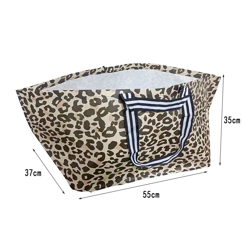 Large Capacity Leopard Print Hand Shopping Bag Women's Daily Folding Handbag Storage bag