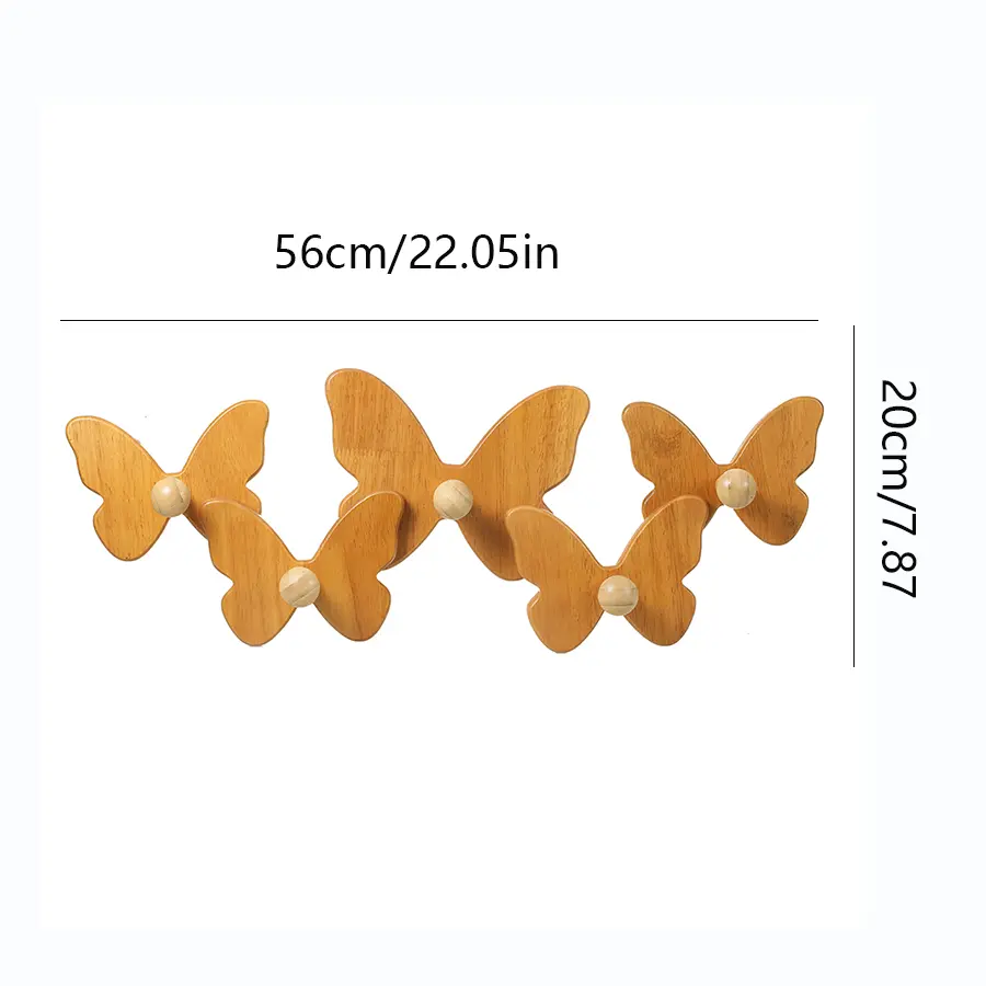 Solid Wood Butterfly Wall Hooks – Nordic Style Entryway Organizer for Coats, Keys & Small Items Storage