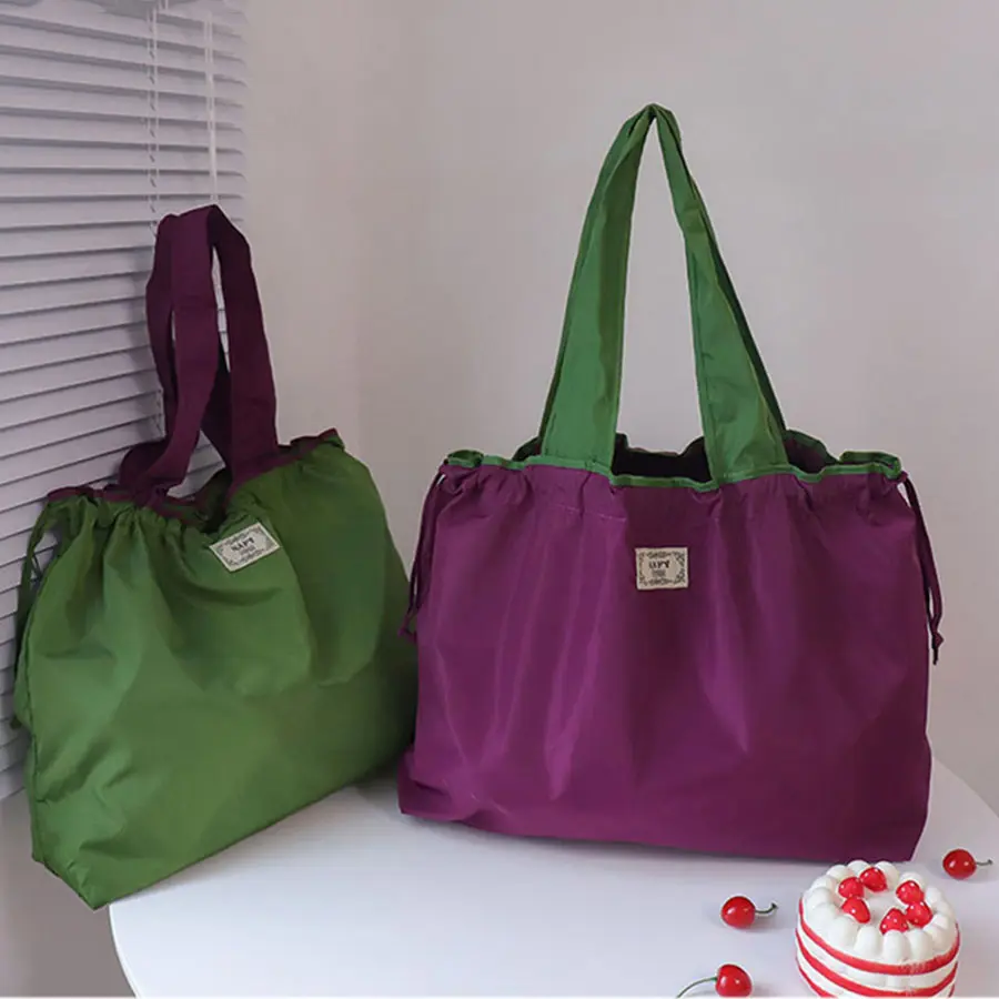 1PC Environmentally Friendly Shopping Bag, Foldable One Shoulder Carrying Bag, Portable Supermarket Grocery Bag