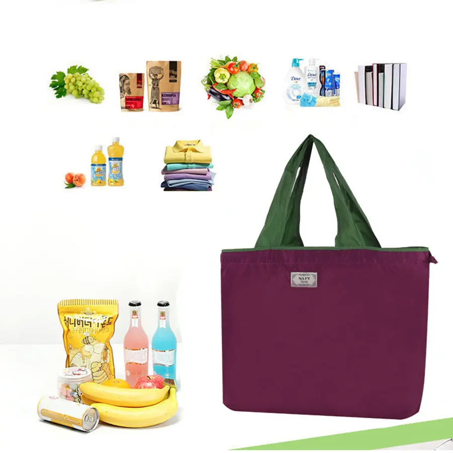 1PC Environmentally Friendly Shopping Bag, Foldable One Shoulder Carrying Bag, Portable Supermarket Grocery Bag