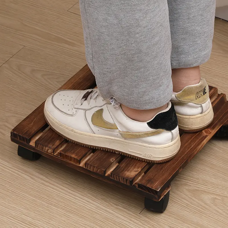 Multifunctional Flower Pot Mobile Tray Thickened Round/Square Universal Wheel Mobile Base Heavy Duty Wooden Storage Rack Indoor