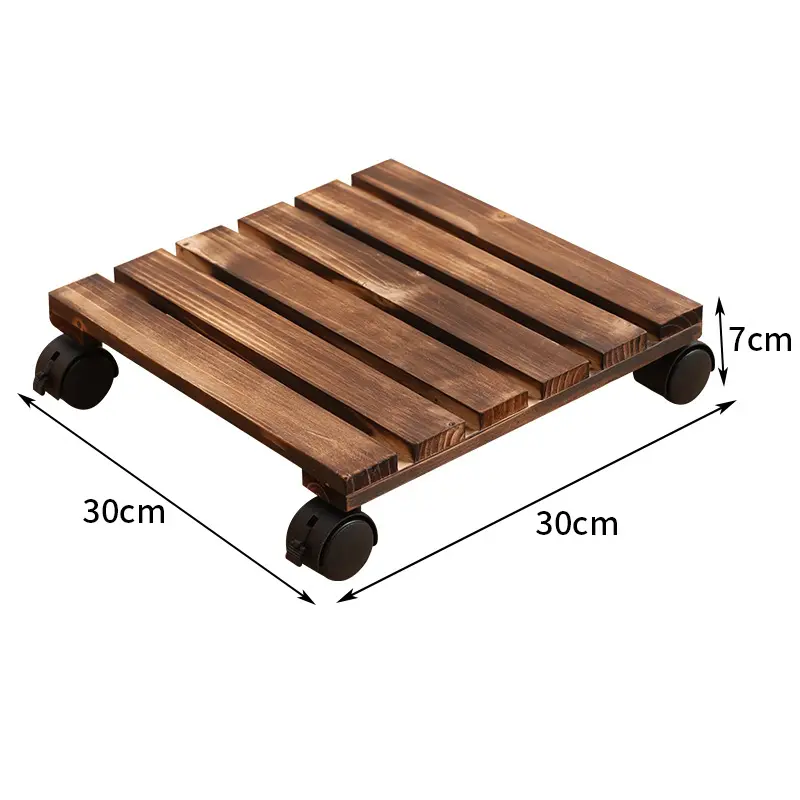 Multifunctional Flower Pot Mobile Tray Thickened Round/Square Universal Wheel Mobile Base Heavy Duty Wooden Storage Rack Indoor