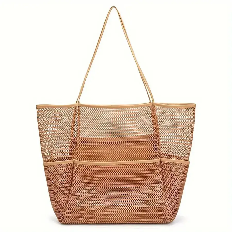 Beach Bag Double-layer Mesh Beach Bag Bath Swimming Toiletries Storage Bag Outfit Storage Bag