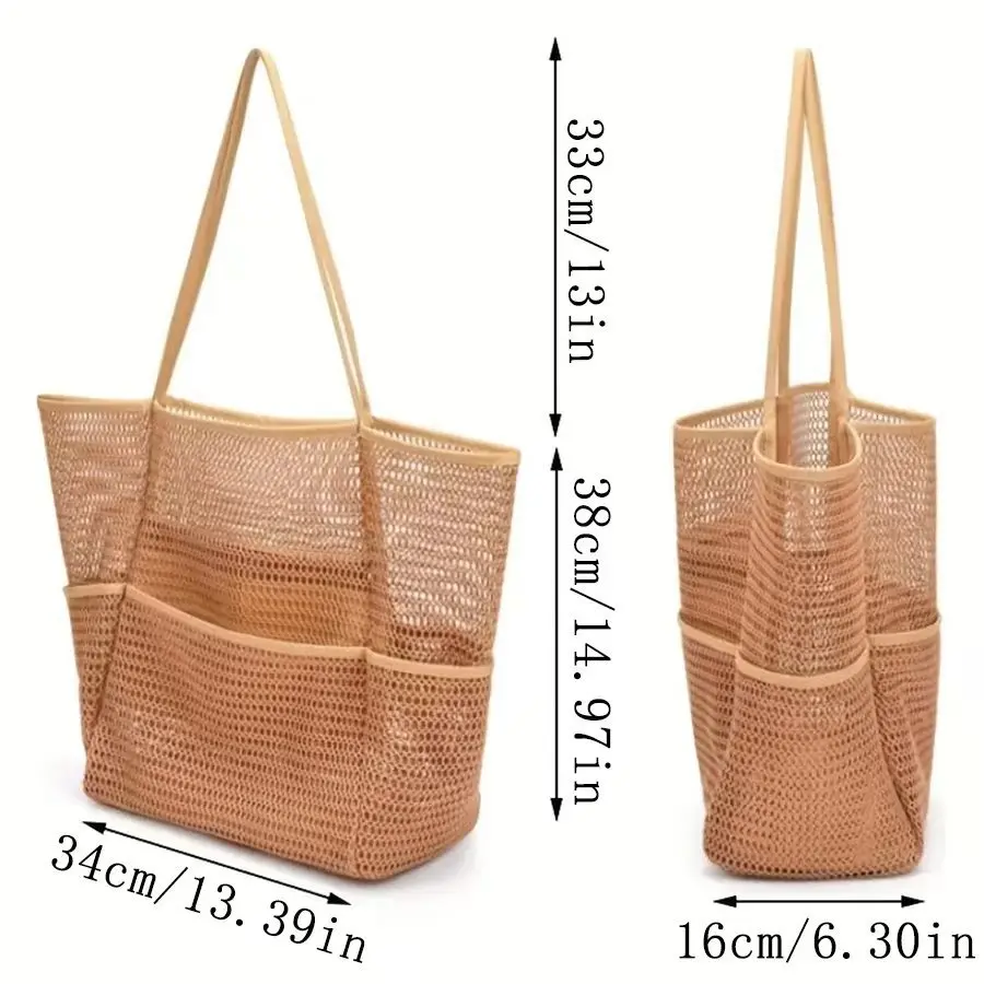 Beach Bag Double-layer Mesh Beach Bag Bath Swimming Toiletries Storage Bag Outfit Storage Bag