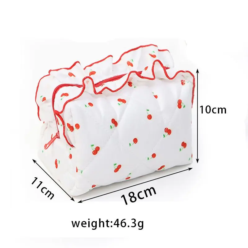 New Women Lace Vintage Flower Quilted Cosmetic Bag Large Capacity Toiletry Makeup Storage Pouch Handbag Small Cute Zipper Bags