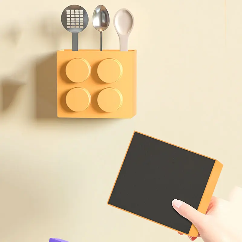 Building blocks refrigerator magnetic absorption box Household plastic wrap kitchen storage magnet entry door storage shelf