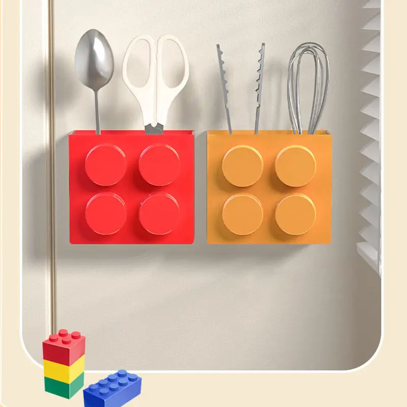 Building blocks refrigerator magnetic absorption box Household plastic wrap kitchen storage magnet entry door storage shelf