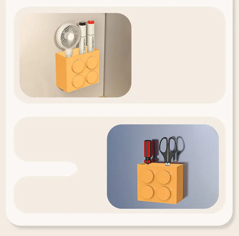 Building blocks refrigerator magnetic absorption box Household plastic wrap kitchen storage magnet entry door storage shelf