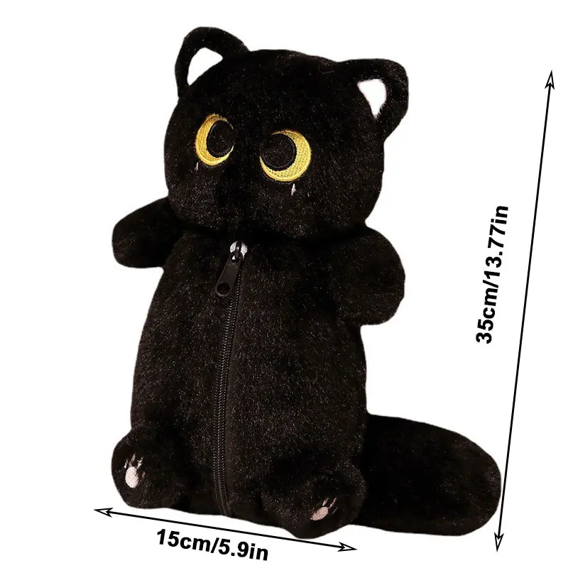 Siamese Cat Plush Pencil Case Stuffed Animal Large Capacity Stationery Bag Cute Design Cartoon Doll Cat Pencil Bag Learning