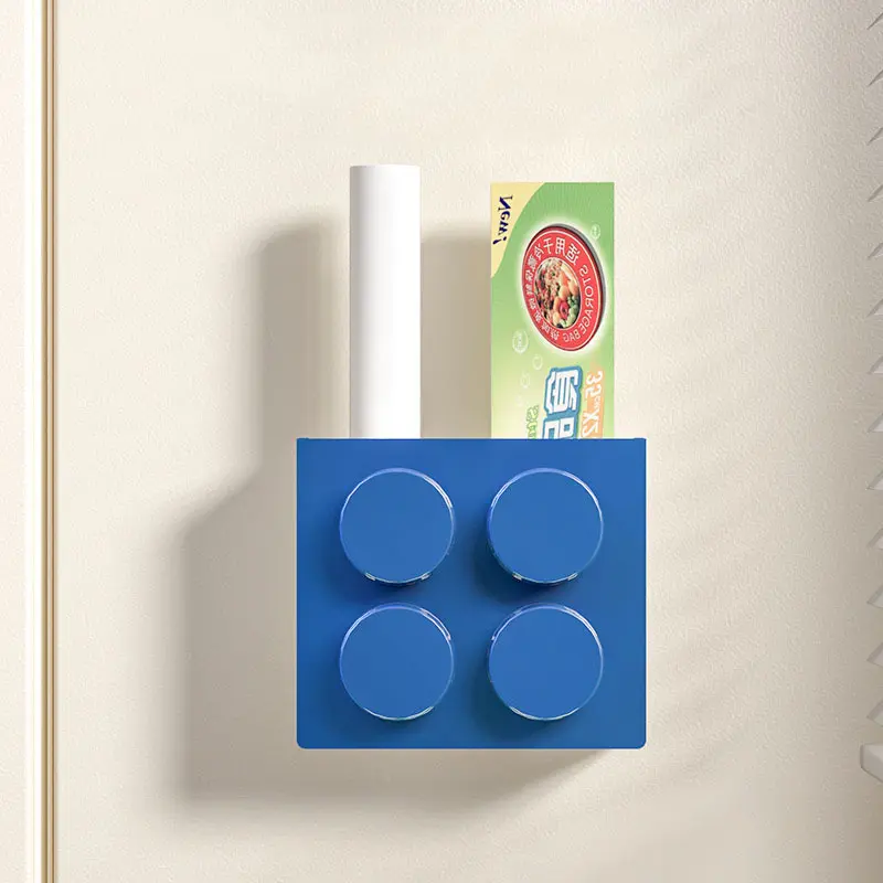 Building blocks refrigerator magnetic absorption box Household plastic wrap kitchen storage magnet entry door storage shelf