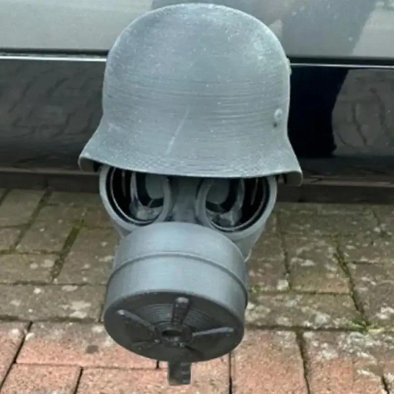 Trailer Hitch Cover With Steel Helmet And Gas Mask 3d Printed Trailer Hitch Ball Cover Prevent Receiver Tube From Rusting
