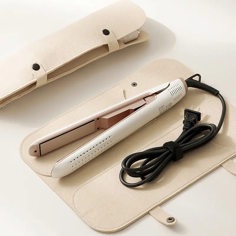 Felt Curling Iron Storage Bag Portable Heat Resistant Hair Curling Wand Cover Curling Iron Insulation Mat
