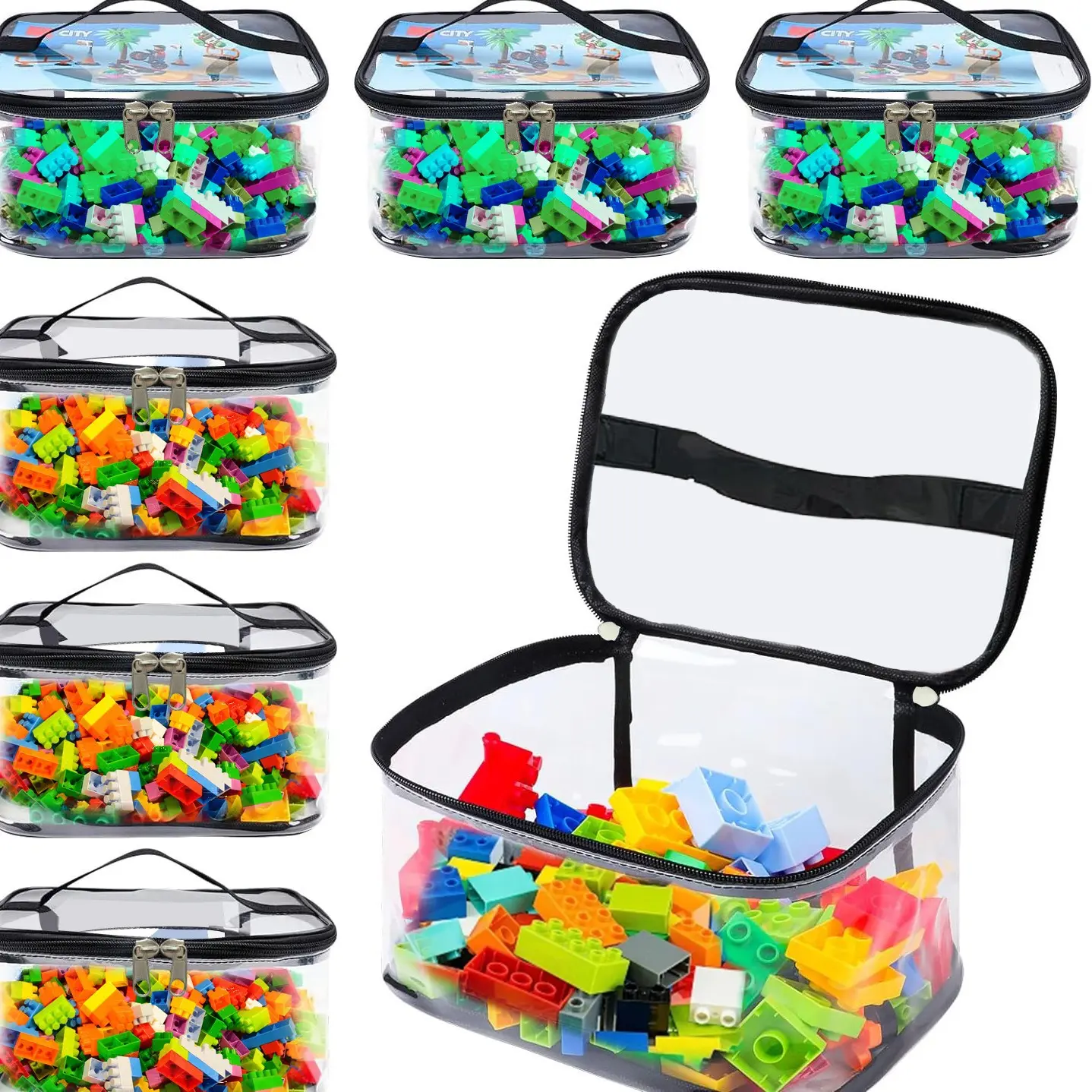 Transparent Mesh Zipper Toy Storage Bag - Large Capacity Puzzle and Block Organizer, Ideal for Toy and Building Block Storage So