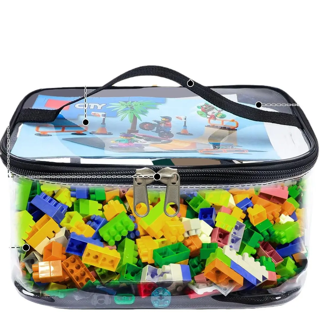 Transparent Mesh Zipper Toy Storage Bag - Large Capacity Puzzle and Block Organizer, Ideal for Toy and Building Block Storage So