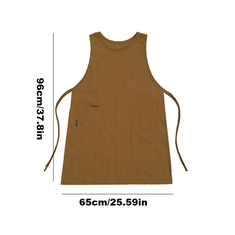 Anti-dirty Long Vest Waterproof Kitchen Apron with Pockets Women's Painting Cooking Working Pinafore Nail Salon Beauty Apron