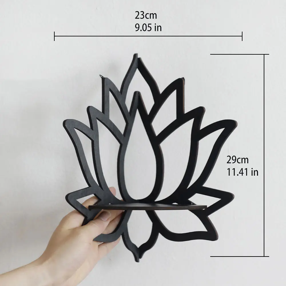 Lotus Floating Wall Shelf Crystal Shelf Display Home Wood Decor Aesthetic Room Decoration Modern Home Decoration Shelf