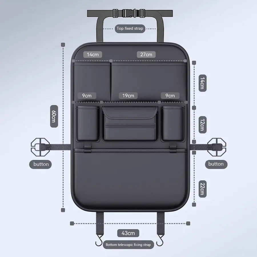PU Car Backseat Organizer Storage Bag Multi-function Large Capacity Seat Back Storage Organizer Hanging Bag Protector Pad