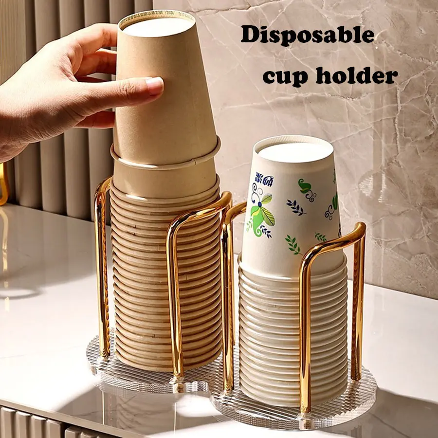 1PCS living room luxury disposable cup dispenser storage rack, water cup holder with long stick cup display rack home storage