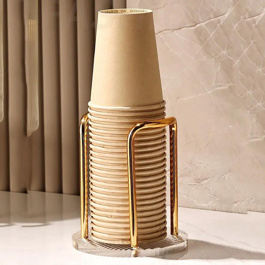 1PCS living room luxury disposable cup dispenser storage rack, water cup holder with long stick cup display rack home storage