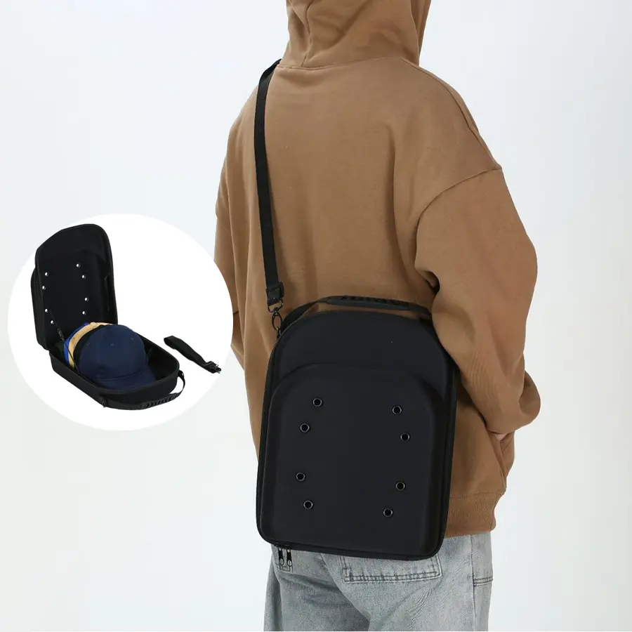 Portable Multifunctional Baseball Caps Storage Bag Black Hard EVA Organizer Hats Holder for Travel Outdoor Use Handbags