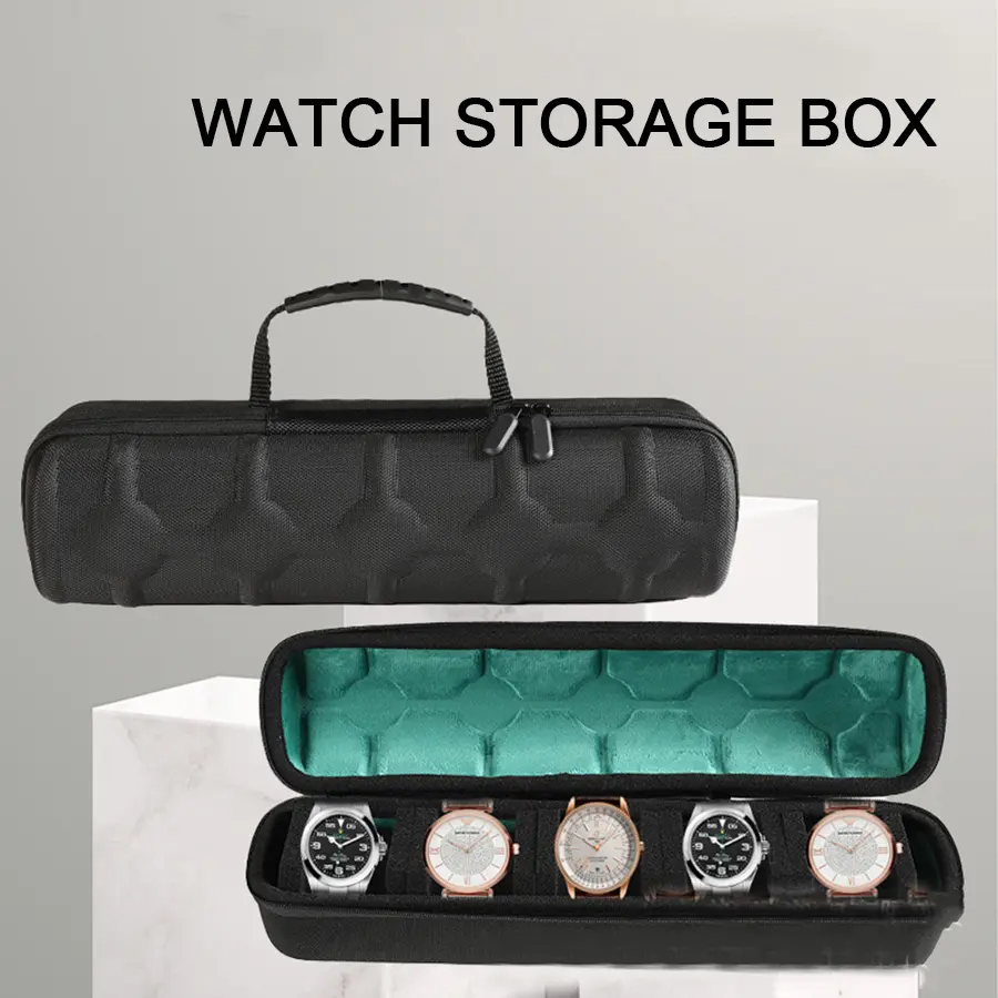 5 Slots Hard Shell Watch Storage Box, Carry Case, Display Organizer, Watch Box Holder Display Cabinet