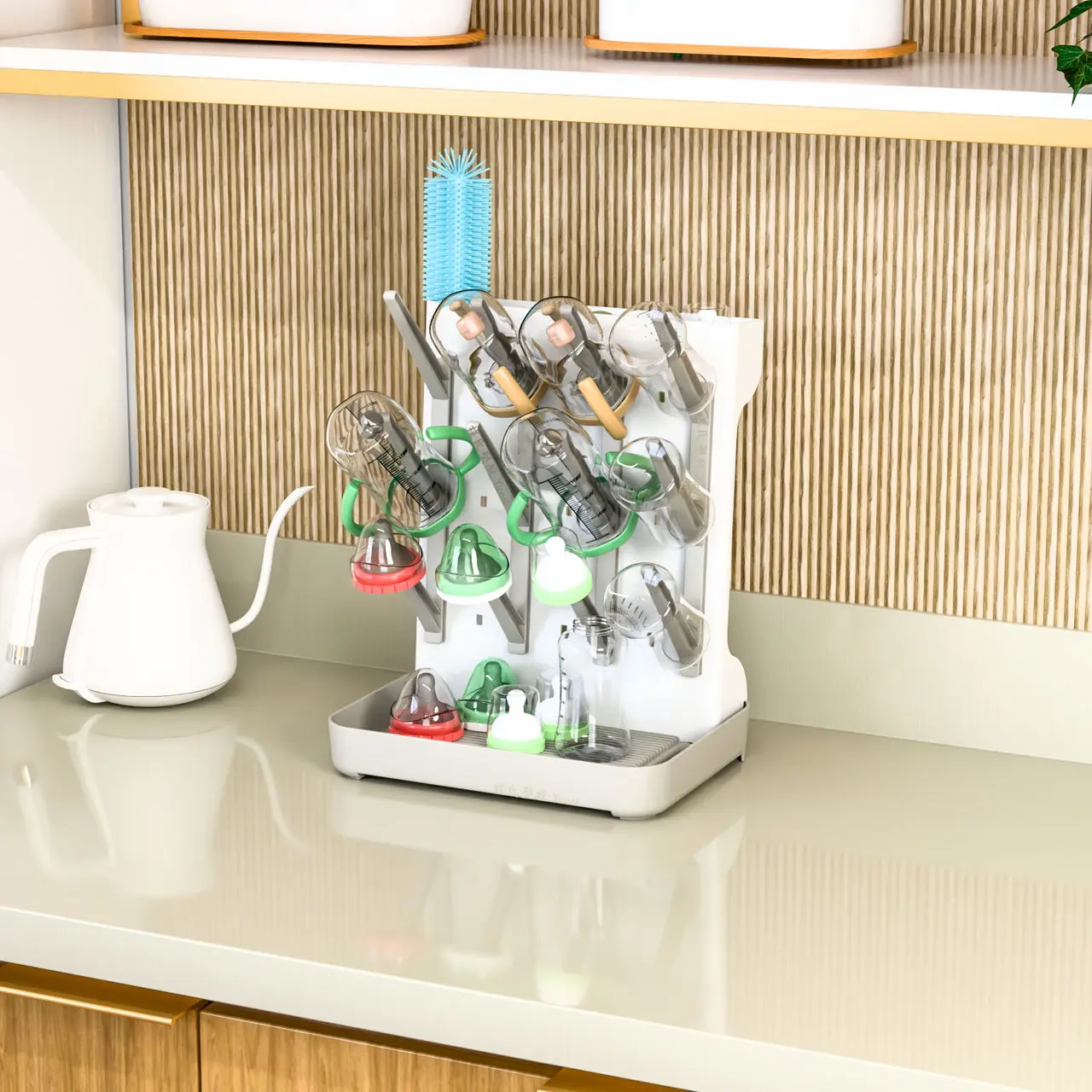 Baby Bottle Drain Rack,Baby Bottle Drying and Draining Stand，Space-Saving Organizer for Baby Bottles,Pacifiers,Breast Pump Parts