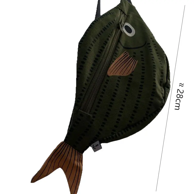 Adorable Tropical Fish Waist Pack for Kids, Green Water-Resistant Coin Purse, Crossbody Bag for Boys & Girls