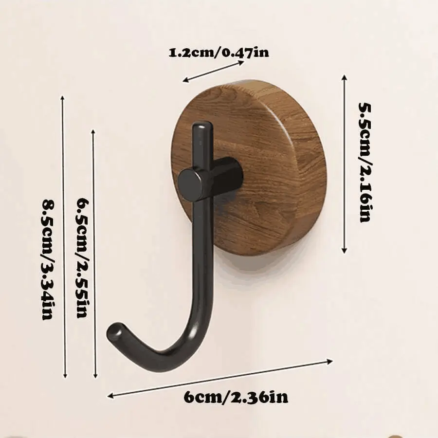 Self-adhesive Solid Wooden Hook Walnut Key Decorative Towel Holder Hook Door Hanger Wall Coat Rack Kitchen Bathroom Organizer