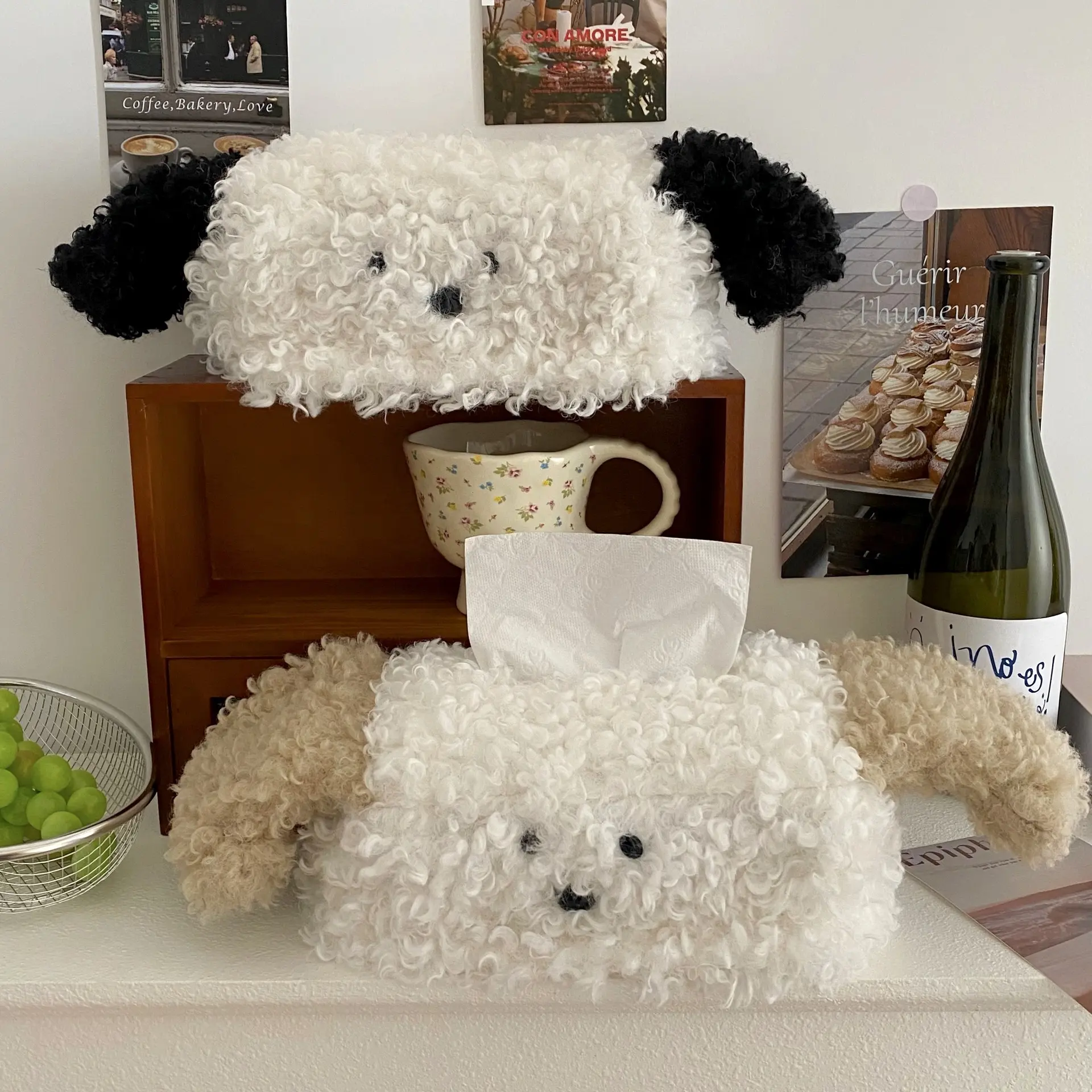 Kitchen Organizer Cute  Tissue Box Creative Drawing Paper Box Dormitory Women's Home Living Room Desktop Tissue Box Home Decorat