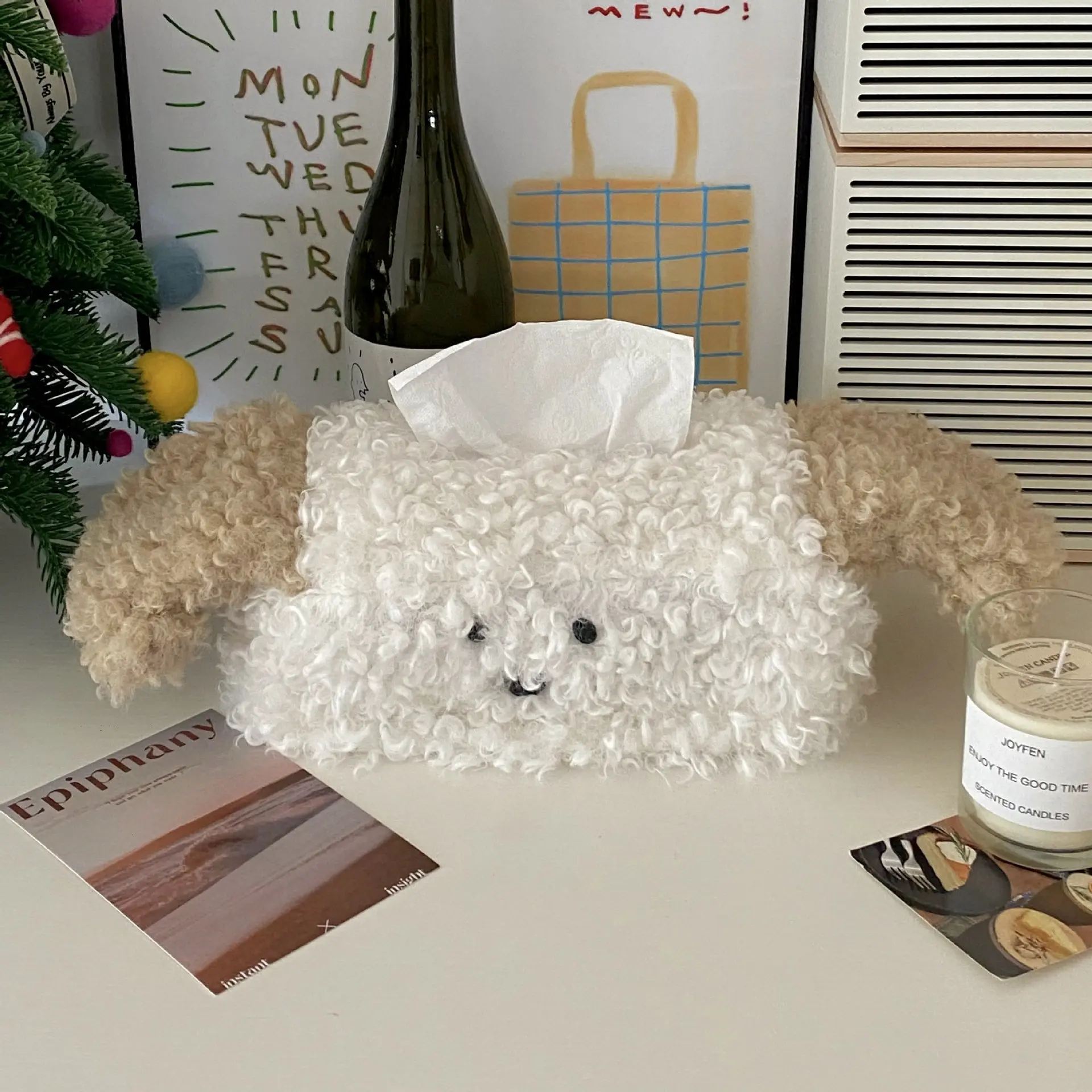 Kitchen Organizer Cute  Tissue Box Creative Drawing Paper Box Dormitory Women's Home Living Room Desktop Tissue Box Home Decorat