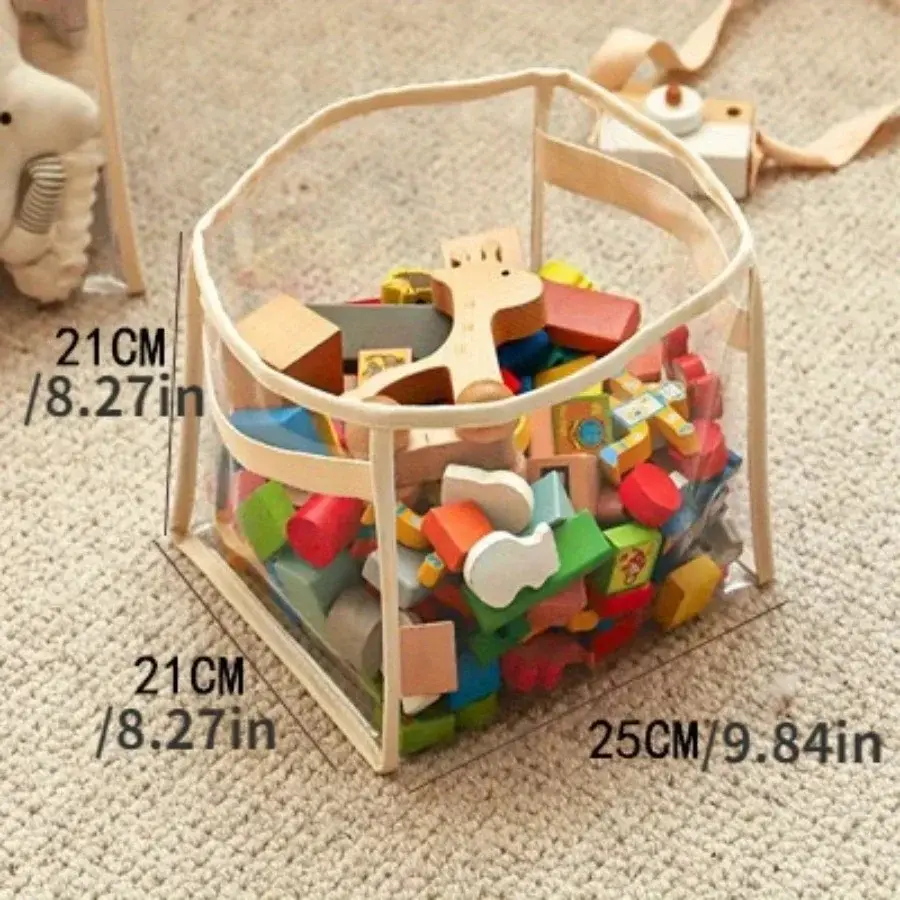 Transparent children's toy storage basket large size toy storage bag large capacity household multifunctional storage basket