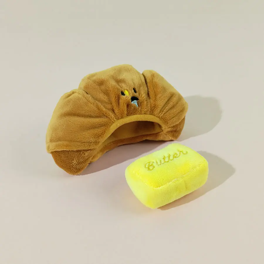 Hidden Food Sniffing Toy Squeaky Dog Toy Interactive Plush Toy Dog Chew Toy Pet Toys Croissant Bread Squeaking Sound Plush Toys