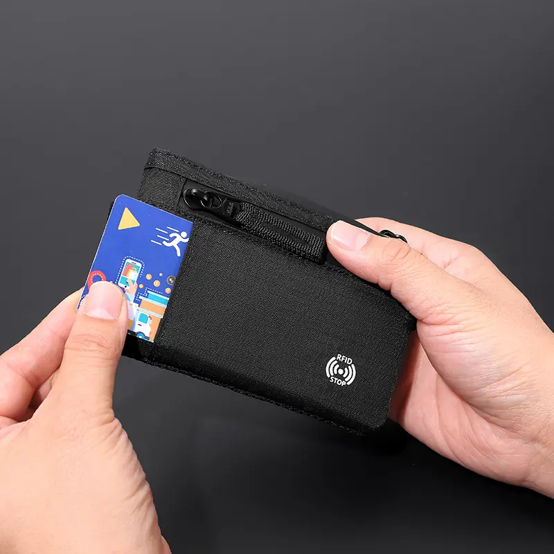 Slim Wallet, RFID Blocking Function Credit Card Holder, Pocket Size Organizer for Men Women, Mini Coin Purse with Zipper