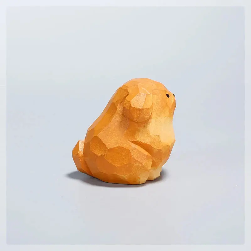 Wood carving small golden retriever decoration cute girl table decorations creative dog gift female